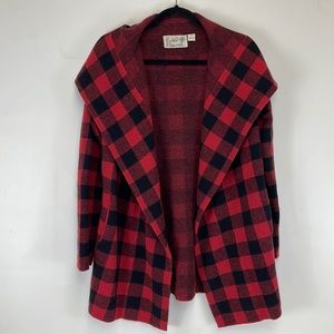 Women's Anthropologie Field Flower Buffalo Plaid Sweater Coat, Sz. XS